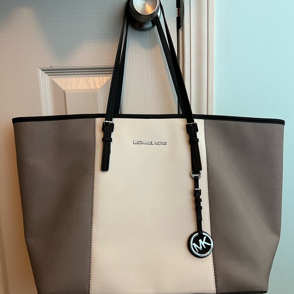 Michael Kors Tote Bag - Black, Cream, and Gray - Picture 1 of 4